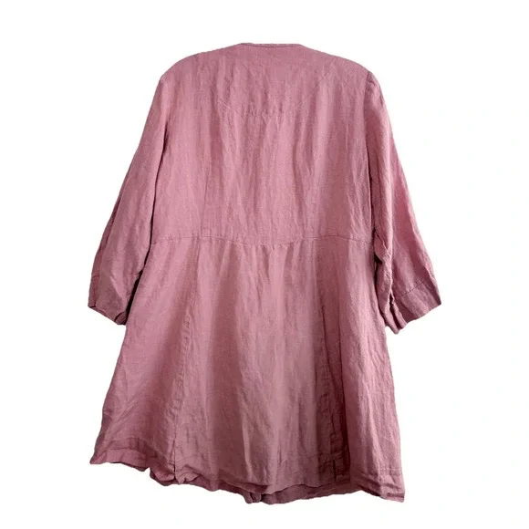 Gudrun Sjoden Tunic Dress 100% Linen Sz M Mauve Oversized Coquette Lagenlook - Picture 4 of 4